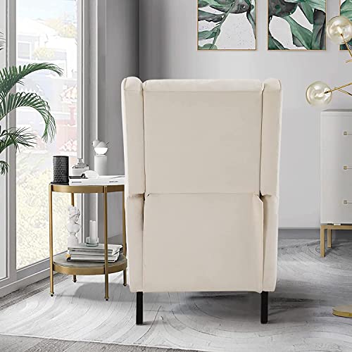 LEISLAND Wingback Recliner Chair for Living Room, Fabric Recliner Chair with Heat and Massage, Tufted Armchair for Reading and Napping,Beige