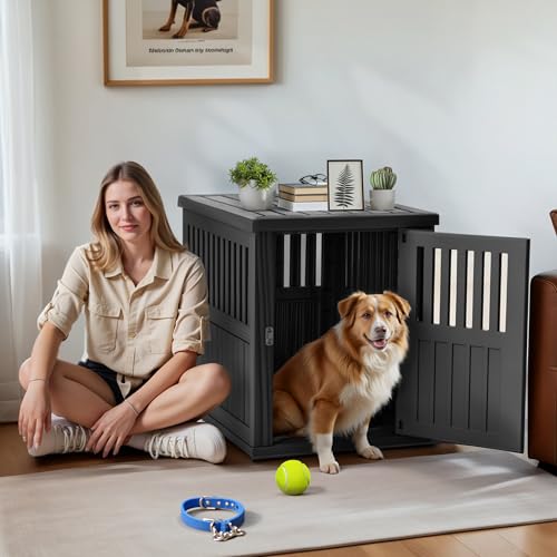 DRATO Dog Crate Furniture End Table Night Stand Furniture with Lockable Latch for Small to Large Dogs Side End Table, Modern Dogs Kennel Indoor