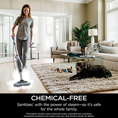 Shark S7000AMZ Steam Mop, Steam & Scrub All-in-One Scrubbing and Sanitizing, Designed for Hard Floors, with 6 Dirt Grip Soft Scrub Washable Pads & 2 Steam Modes, Pure Water Blue