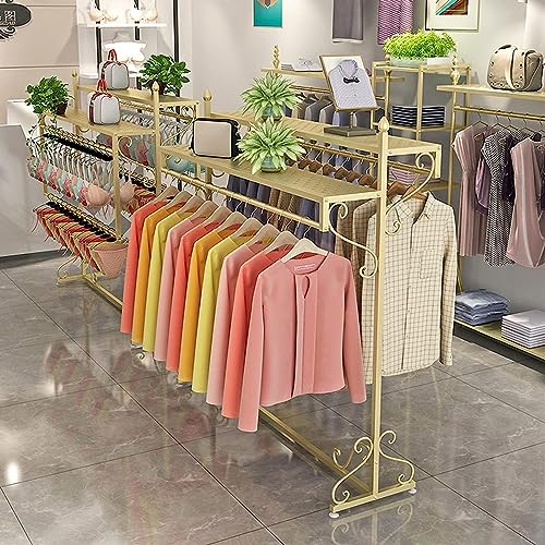 Heavy Duty Gold Clothing Rack For Boutique Use,Floor-standing Garment Racks,Sturdy Freestanding Coat Rack(47.2"/120cm)