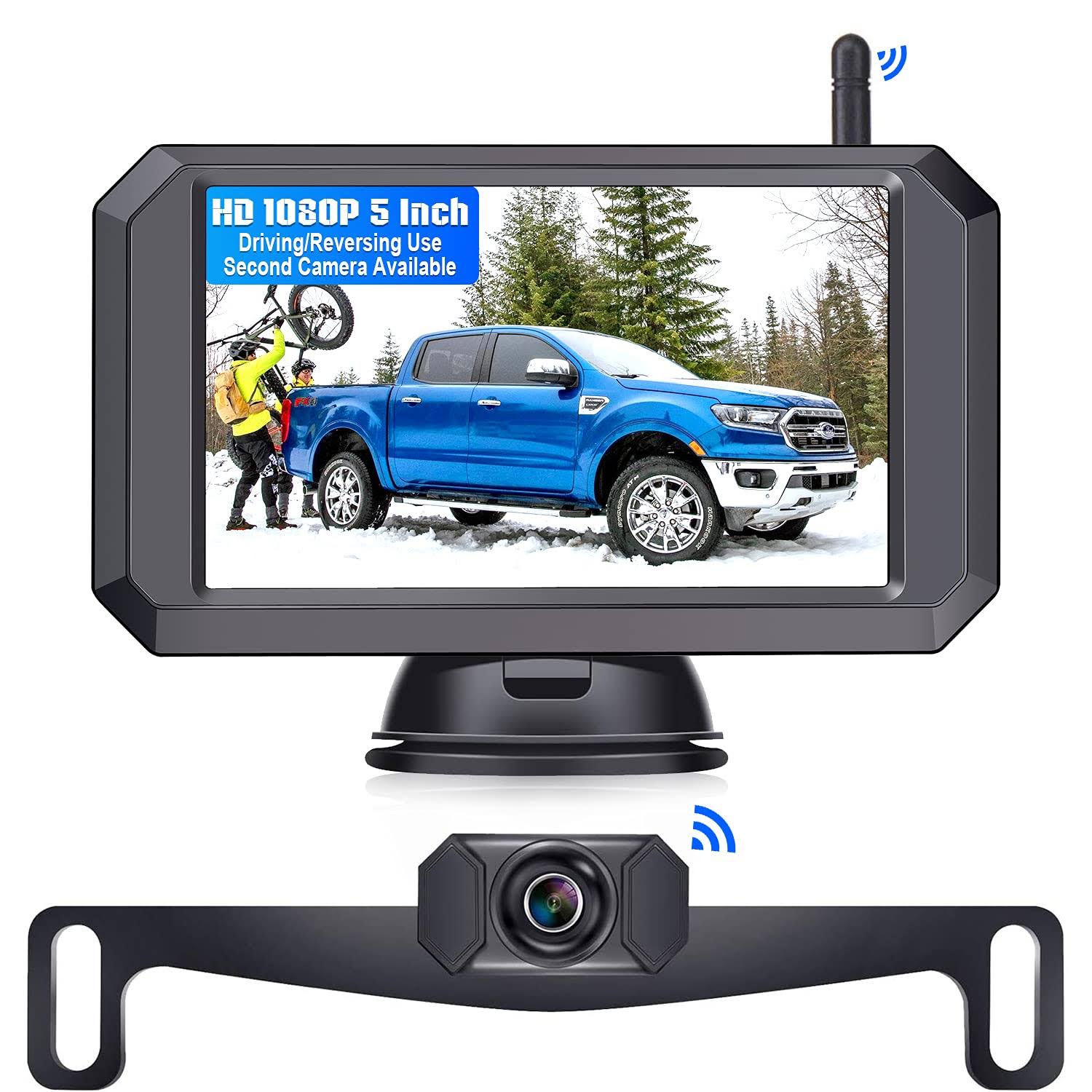 LeeKooLuu F09 Wireless Backup Camera HD 1080p 5&& Monitor Stable Digital Signal