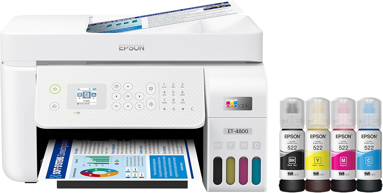 Epson EcoTank ET-4800 Wireless All-in-One Cartridge-Free Supertank Printer with Scanner & Workforce Pro WF-7310 Wireless Wide-Format Printer with Print up to 13" x 19"