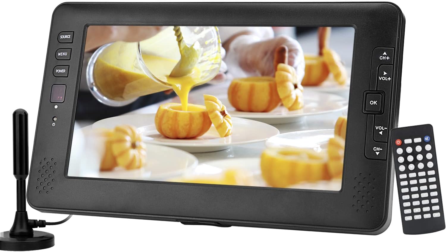 9 inch Small tv Portable, Portable tv with Antenna, Battery Operated tv Portable Digital atsc Tuner,Support USB Interface,AV Video Input, Suitable for Camping,Kitchen,RV use
