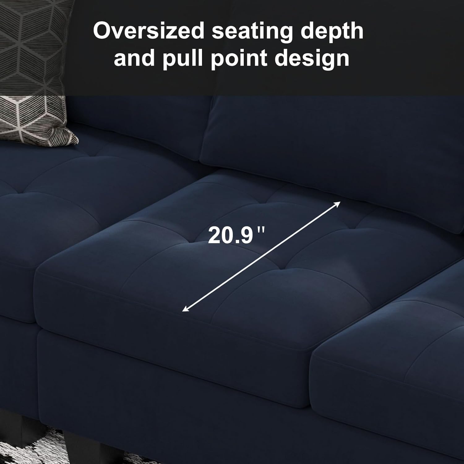 Belffin Velvet Modular 4 Seat Sofa Couch Sectional 4-seat Sofa Couch for Living Room Blue