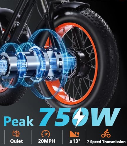 Electric Tricycle for Adults, Peak 750W/500W, Electric Trike, 20"x4.0" Folding Fat Tire 3 Wheel Electric Trike, Max 20MPH,with Large Basket and 48V 15/13 Ah Removable Battery