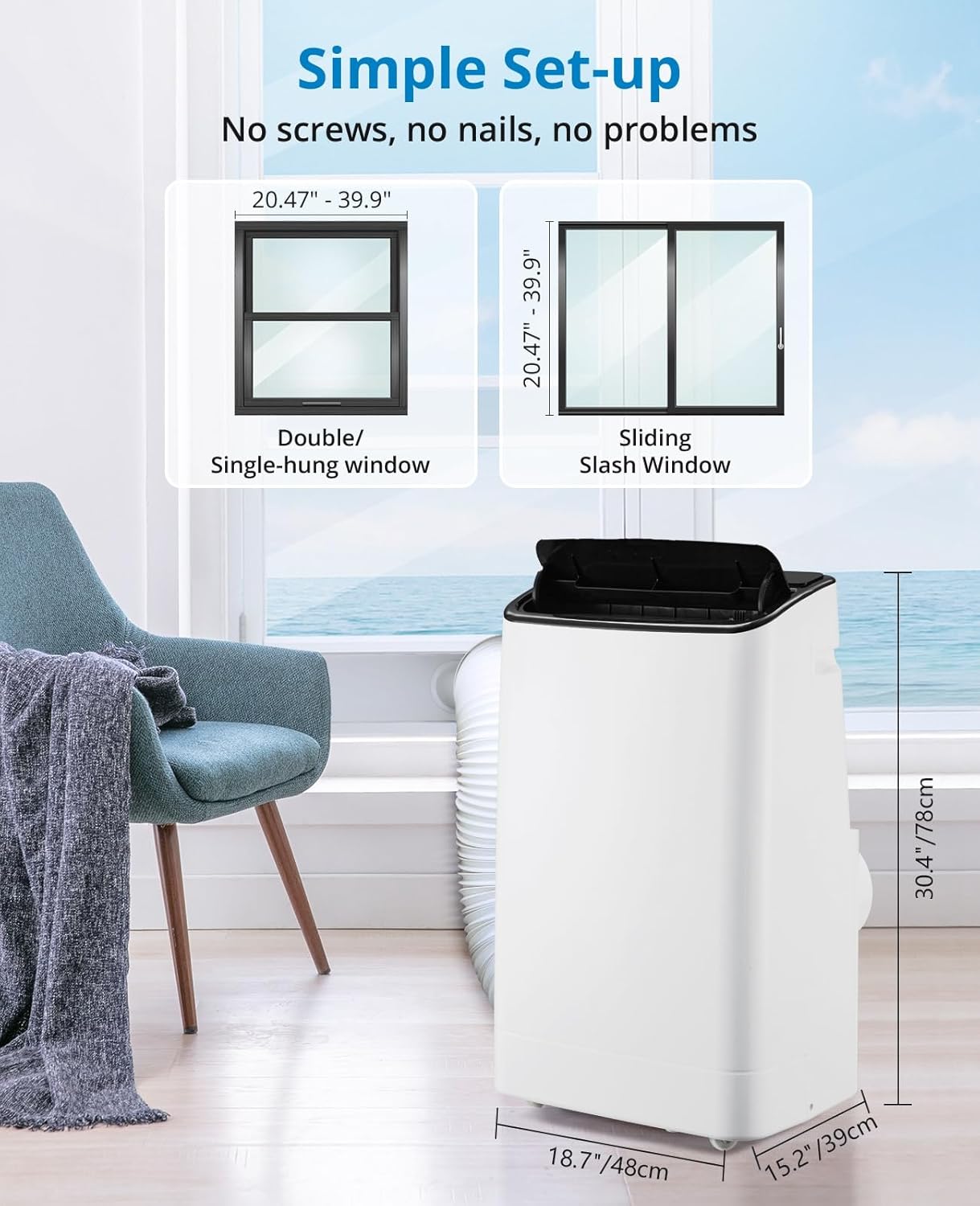 Acekool Portable Air Conditioner 14000 BTU, portable ac unit with Remote Control, Energy-Efficient Cooling for 750 Sq.ft Space, 3In1 Cool, Fan, Dehumidify Modes, windowless ac for bedroom room indoor
