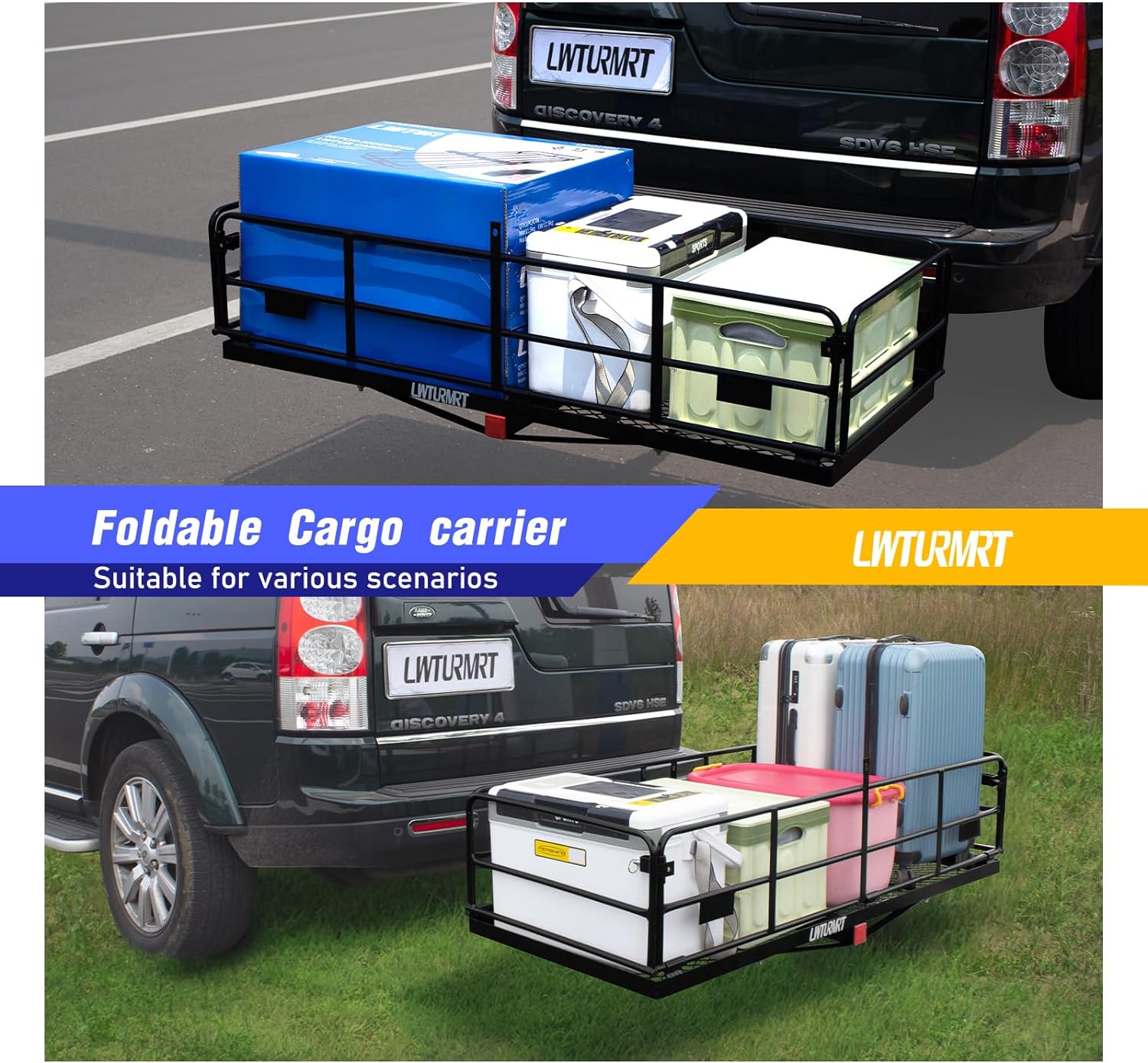 DIQIN Trail Hitch Cargo Carrier 60" x 24" x 14" Cargo s Fits 2" with 2" Hitch for SUV can 500LBS