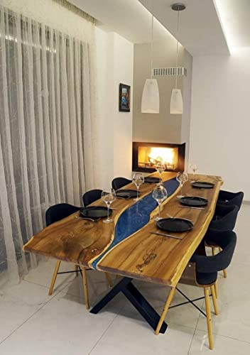 TUZECH Epoxy Table Top Fully Customized Thick Resin River Table Indoor Outdoor Wooden Dining Table Top (24x12 Inch) with 18 Inches Tall Legs