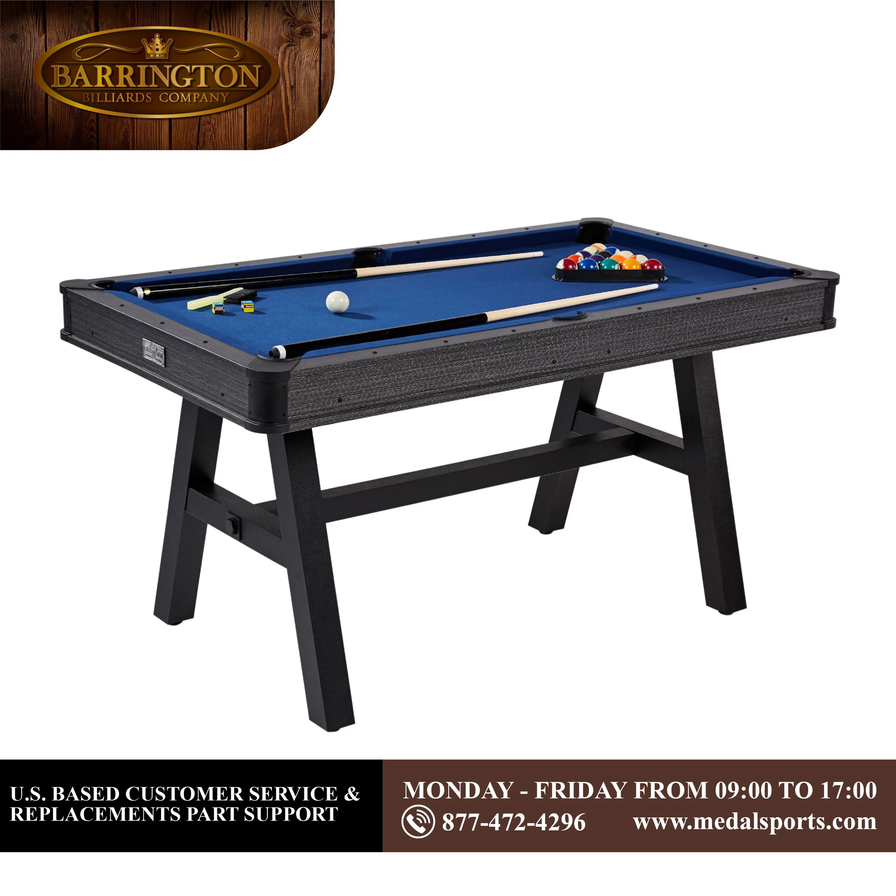 Barrington Billiard Harrison Collection 60 Pool Table, New