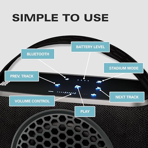 Rocksteady Stadium 2.0 Subwoofer - Wireless Portable Bass - Dual EQ- Up to 150 Foot Range - Up to 30 Hour Battery Life - Subwoofer and Carry Strap