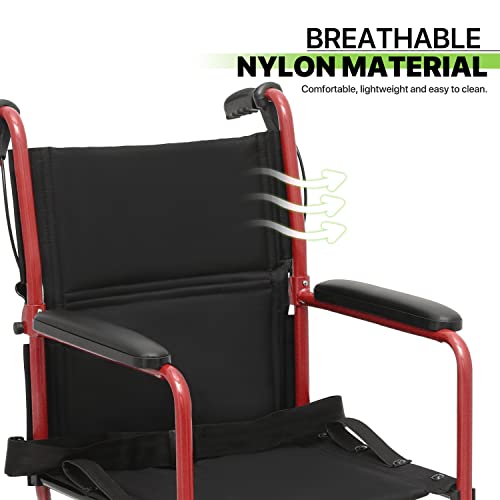 Magshion Wheelchairs for Adults with Swing-Away Footrest and Flip Back Backest Foldable Lightweight 16 inch Wide Seat Wheel Chair for Storage and Travel Use, 300 lbs