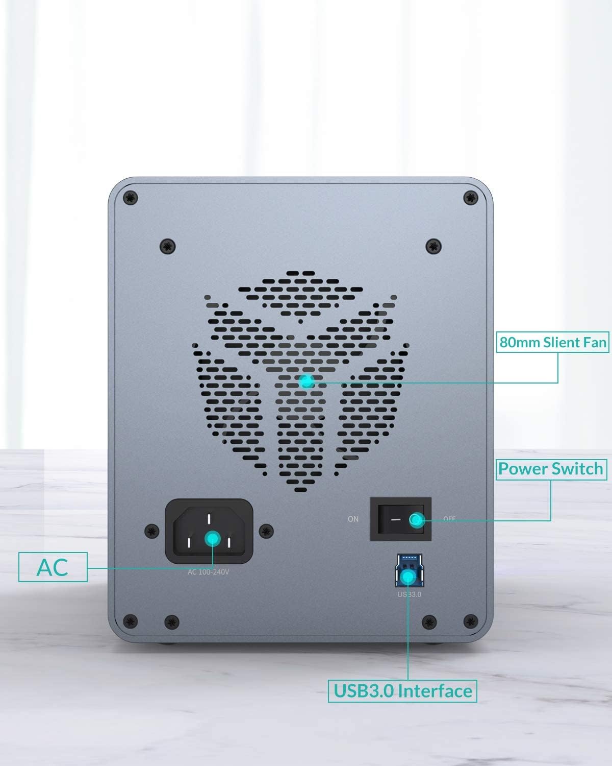4 Bay Hard Drive Enclosure,Yottamaster Aluminum Alloy 2.5/3.5 USB3.0 to SATA3.0 External HDD SSD Storage Enclosure,Support 4 x 18 TB Capacity,Ideal for Enterprise-Class Storage Solution[FS4U3]