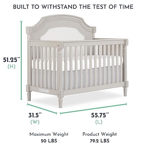 Evolur Julienne 5-In-1 Convertible Crib In Clay, Greenguard Gold Certified, Features 3 Mattress Height Settings, Sturdy And Spacious Baby Crib, Wooden Furniture