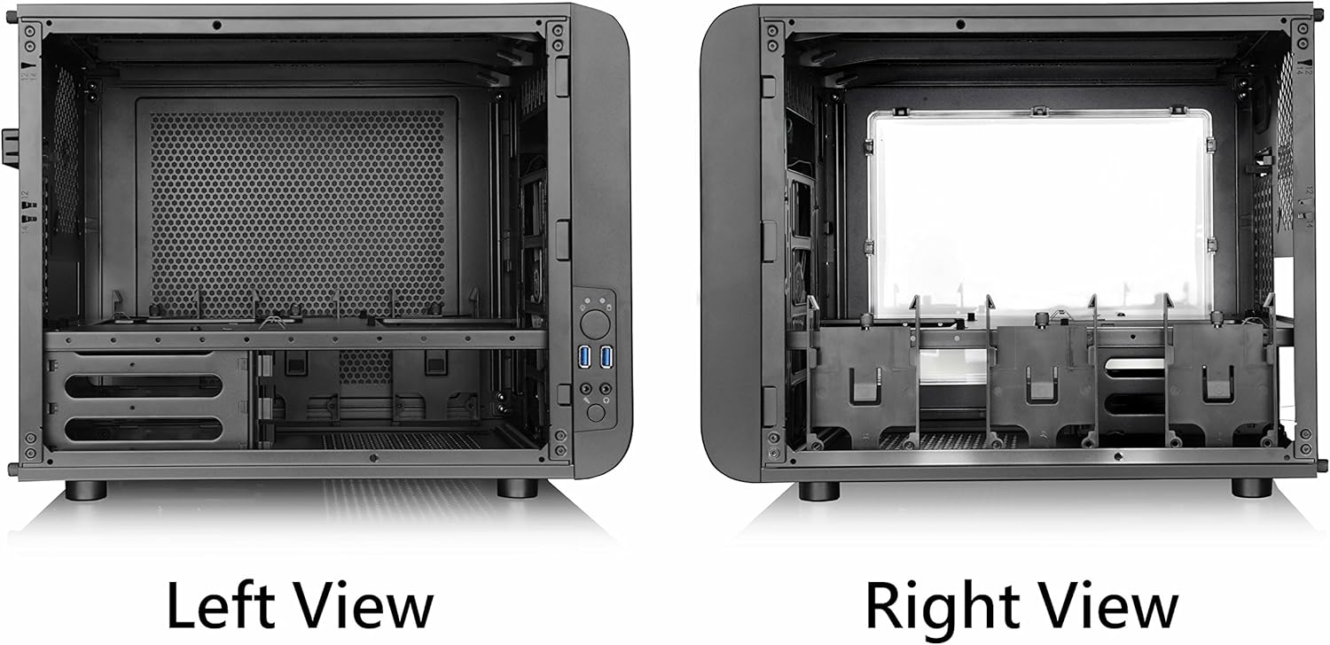 Thermaltake Core V21 SPCC Micro ATX, Mini ITX Cube Gaming Computer Case Chassis, Small Form Factor Builds, 200mm Front Fan Pre-installed, CA-1D5-00S1WN-00 Black