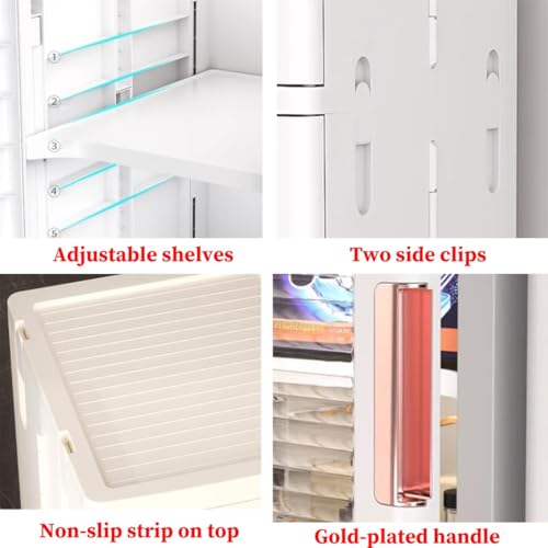 Narrow Slim Bathroom Storage Cabinet With Adjustable Shelves Bathroom Floor Cabinet Tall, Freestanding Rolling Waterproof Organizer With Drawers And Handles For Small Space(/White B 4 Tier,24.5cm)