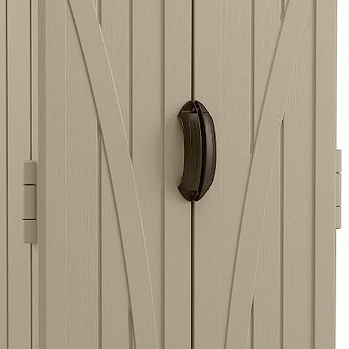 Suncast 54 Cubic Feet Vertical Storage Shed with Durable Plastic Construction, Multiple Wall Panels and Ample Space for Outdoor Storage