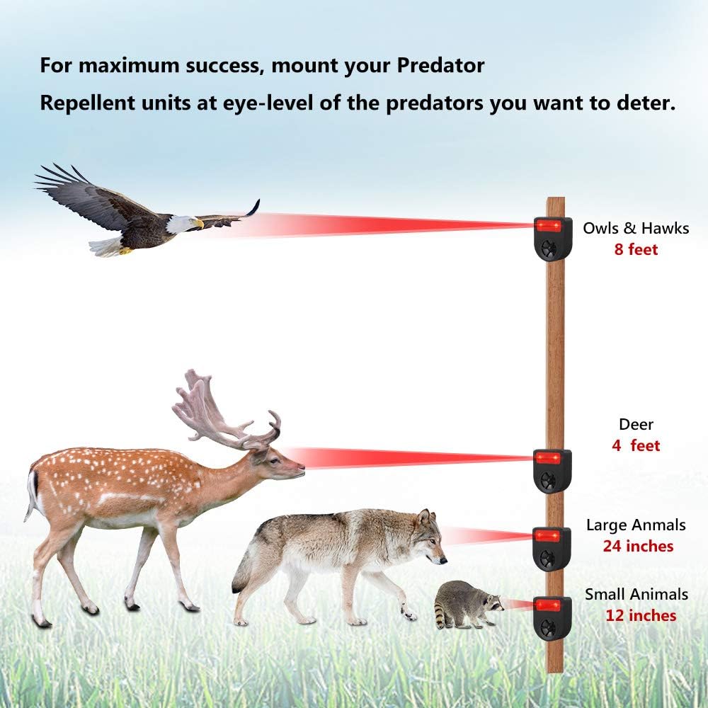 LOMEREY Pack of 8 Solar Powered Deer Chaser Light Predator Eye Nocturnal Animal Deterrent Scares Coyote Fox Racoon Skunk Nighttime Animal from Garden, Yard, Chicken Coop Pack of 2