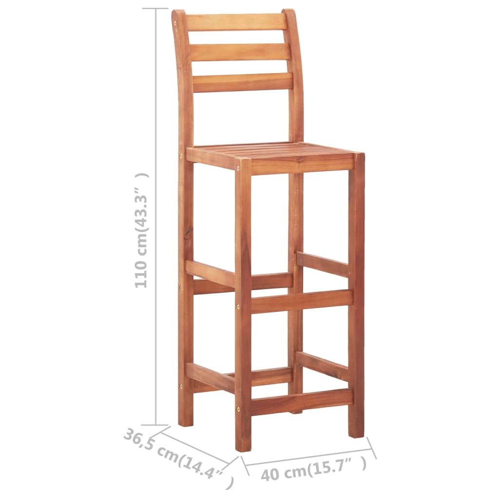vidaXL Bar Stools 2 Pcs Solid Acacia Wood