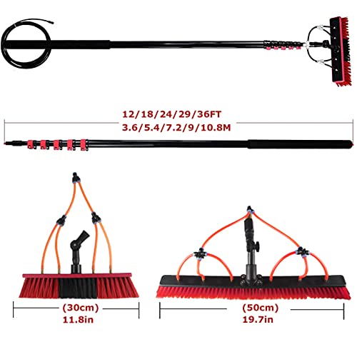 Water Fed Pole Kit, Window and Solar Panel Cleaning System Pole, Water Fed Telesbrush/Windows Cleaning & Washing Tool(12Ft-36Ft),30Cmbrush-36Ft/10.8M/55Cmbrush/18Ft/5.4M