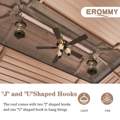 EROMMY 14'x20' Hardtop Gazebo Double Roof Galvanized Steel Canopy Outdoor Aluminum Frame Permanent Metal Pavilion with Netting and Curtains for Patio Backyard Deck and Lawns