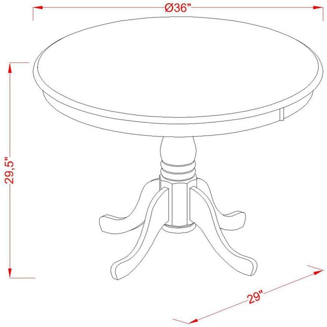 East West Furniture Antique 5 Piece Dining Set Includes a Round Kitchen Table with Pedestal and 4 Dark Khaki Linen Fabric Upholstered Parson Chairs, 36x36 Inch, Oak