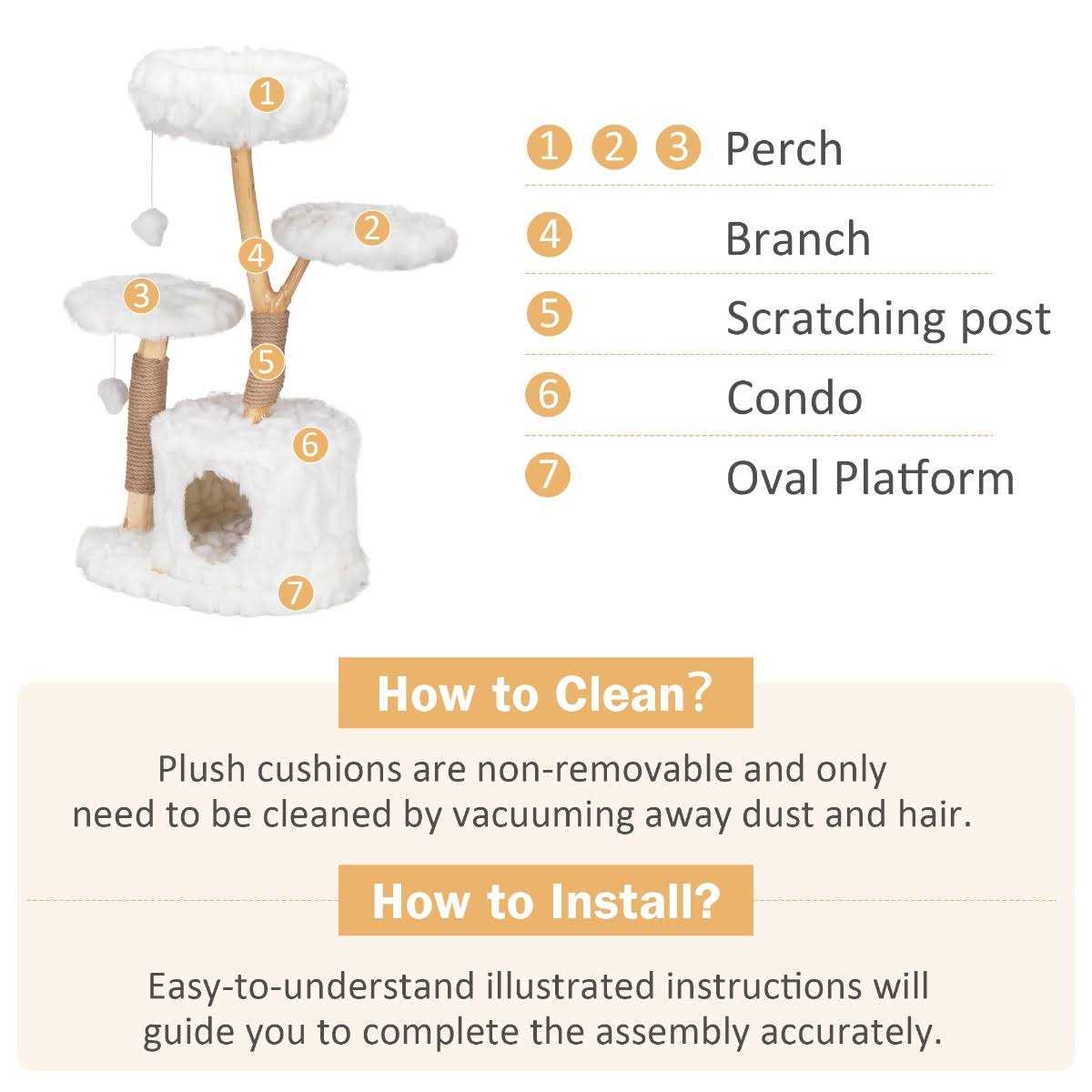 Coziwow Cat Tree Real Branch Luxury Cat Condo - Pet Supplies online store