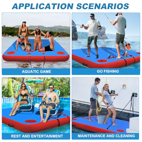 VOFiTNY Inflatable Floating Dock, Swim Platform Floating Dock for Lakes, Lake Floats for Adults, Island Raft Mat for Lake Beach Ocean, Non-Slip Surface