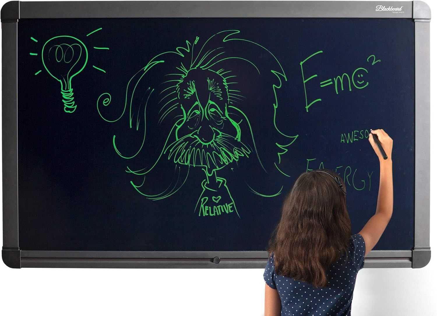 Boogie Board Blackboard 55” Large Conference Room Whiteboard Alternative with Instant Erase - Black