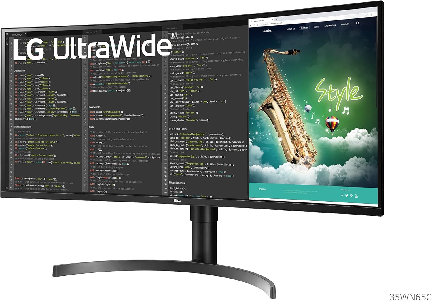 LG 35WN65C-B 35-inch-inch Curved UltraWide QHD HDR Monitor with FreeSync (Renewed)