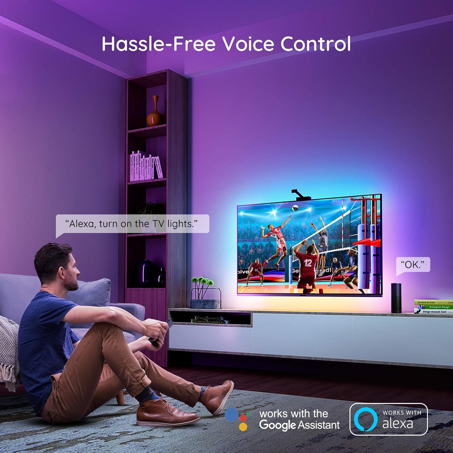 Govee Immersion TV LED Backlights with Camera, RGBIC Ambient Wi-Fi TV Backlights for 55-65 inch TVs PC, Works with Alexa & Google Assistant, App Control, Lights and Music Sync, Adapter, H6199