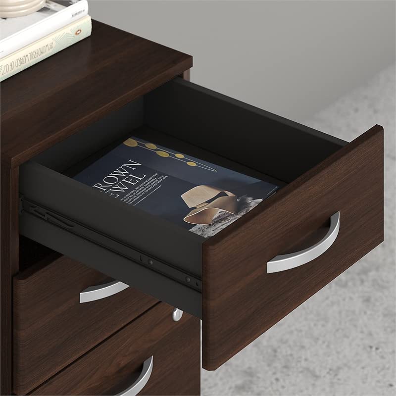 Pemberly Row 3 Drawer Mobile File Cabinet in Black Walnut - Engineered Wood