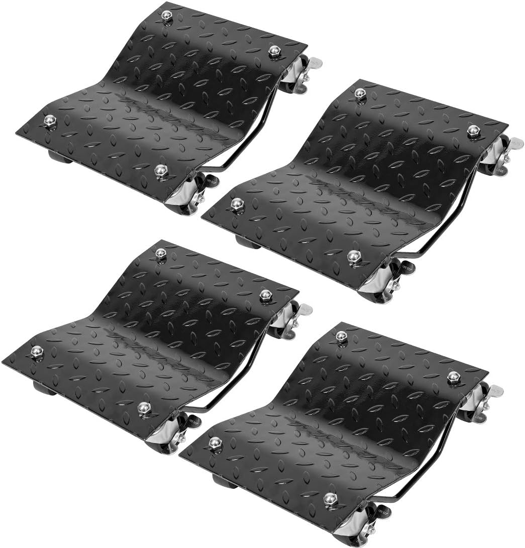 VIVOHOME Heavy Duty Vehicle Mover Dolly of 8 Piece, Wheel Dolly Car Stakes 6000lbs Capacity, Car Roller Dolly Moving Cars, Trucks, Motorcycles, Red & Black