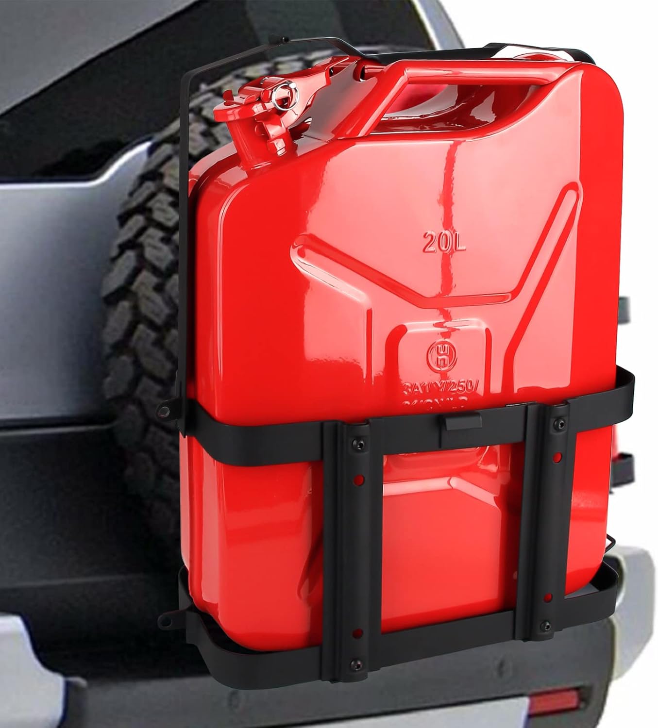 EONLION Gas Can Holder New upgrade For 20 Liter / 5 Gallon Jerry Can ,Gas Can Jerry Gas Container, Black Lockable (Off-Road Vehicle Equipment) Pack of 2