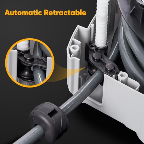 Retractable Air Hose Reel, 3/8 in x 65 Ft Heavy Duty Air Compressor Hose Reel with 180° Swivel Mount, Enclosed Auto-Rewind Hybrid Air Hose Reels Any Length Lock for Workshop Garage, 300 PSI