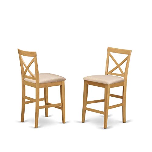 East West Furniture Capri 7 Piece Kitchen Counter Height Set Consist of a Rectangle Dining Room Table and 6 Wooden Seat Chairs, 36x60 Inch, CAPU7H-OAK-W
