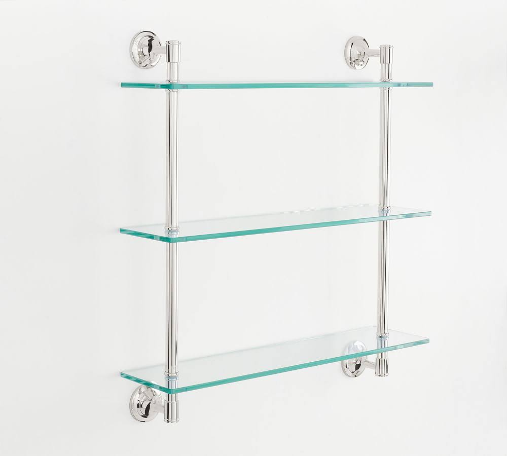 Mercer Triple Glass Shelf, Polished Nickel Finish - Bath Fixtures