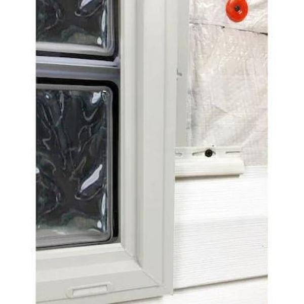 CrystaLok 46.75 in. x 31.75 in. x 3.25 in. Wave Pattern Vinyl Framed Glass Block Window with White Colored Vinyl Nailing Fin