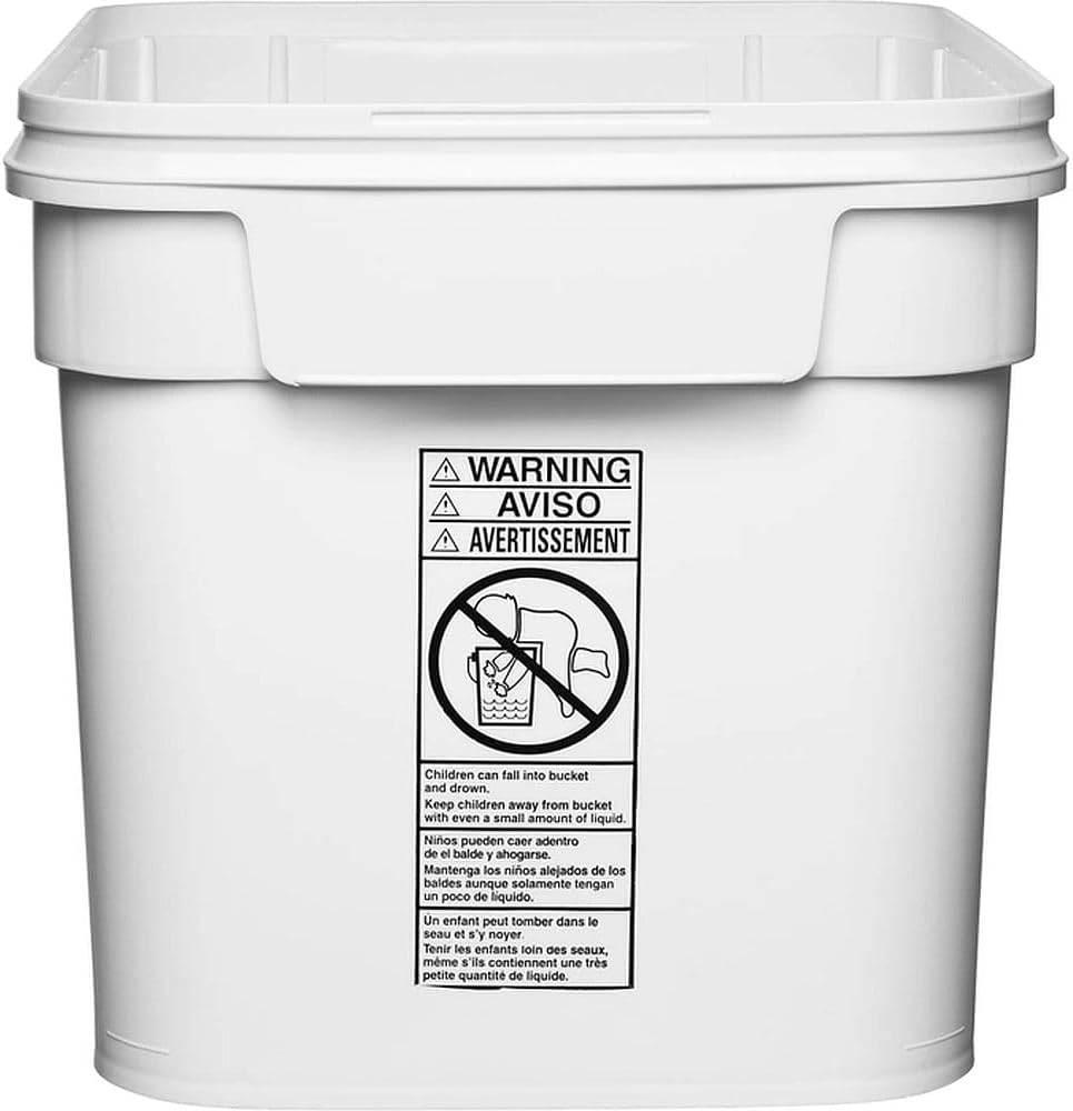 8 gal.Square Bucket and with re-closeable hinged lids, recessed Handle, Ez Stor ®, 6 Pack