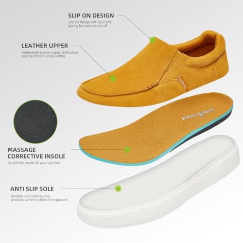 OrthoComfoot Men's Orthopedic Slip-On Shoes, Light-Weight Arch Support Walking Loafers with Anti Slip Sole, Comfortable Casual Slip-On Shoes for Foot and Heel Pain Relief