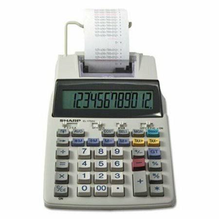Sharp EL1750V LCD 2-Color Printing Calculator, 12-Digit LCD, Blk/Rd (SHREL1750V)