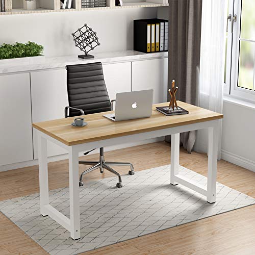 Tribesigns Modern Computer Desk, 63 x 31.5 inch Large Executive Office Desk Computer Table Study Writing Desk Workstation for Home Office, Spliced Desktop, White