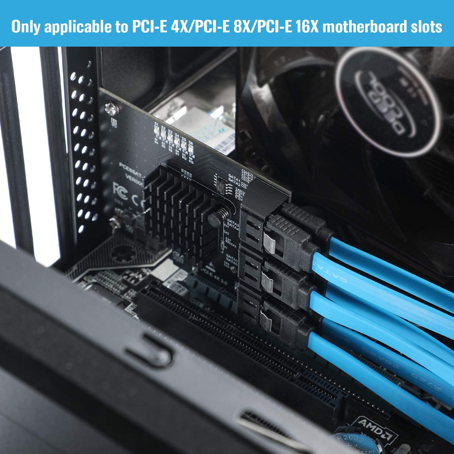 BEYIMEI PCIe 4X SATA Card 6 Ports,SATA III 6 Gbps Controller Expansion Card, ASM1166/SATA 3.0 Non-Raid,with 6 SATA Cables, (Support 6 SATA 3.0 Devices) Pack of 2