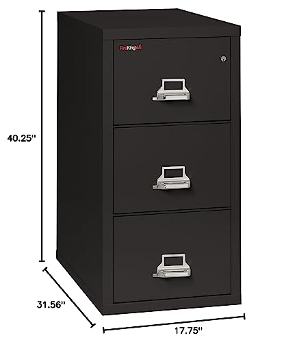Fireking Fireproof Vertical File Cabinet (3 Letter Sized Drawers, Impact Resistant, Waterproof), 40.25" H x 17.75" W x 31.56" D, Platinum