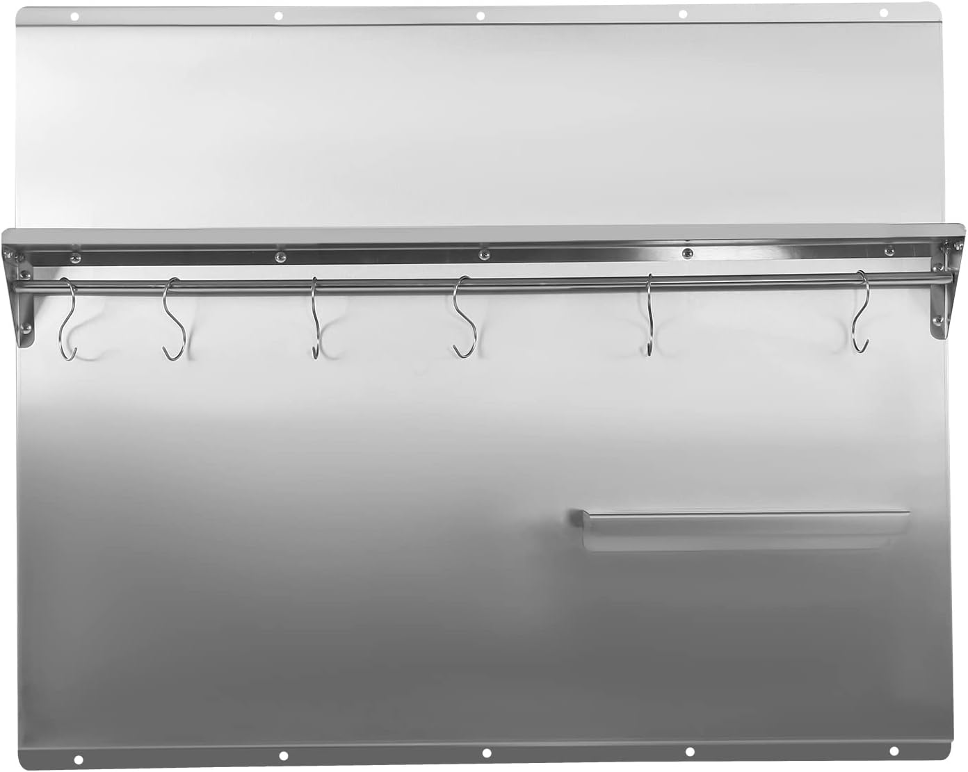 Range Backsplash with Shelf 36x 29.5 Inch Range Hood Wall Shield, Stainless Steel Backsplash Silver Splash Plate for Range Hood Stainless Backsplash with Built-in Storage Shelf and Hanging Rack
