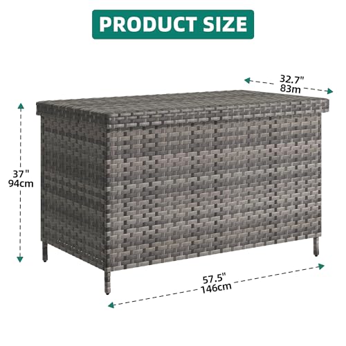 YITAHOME 230 Gal Outdoor Storage Box, XXL All-Weather Wicker Deck Box for Patio Furniture, Cushions, Pool Accessories and Garden Tools - Black
