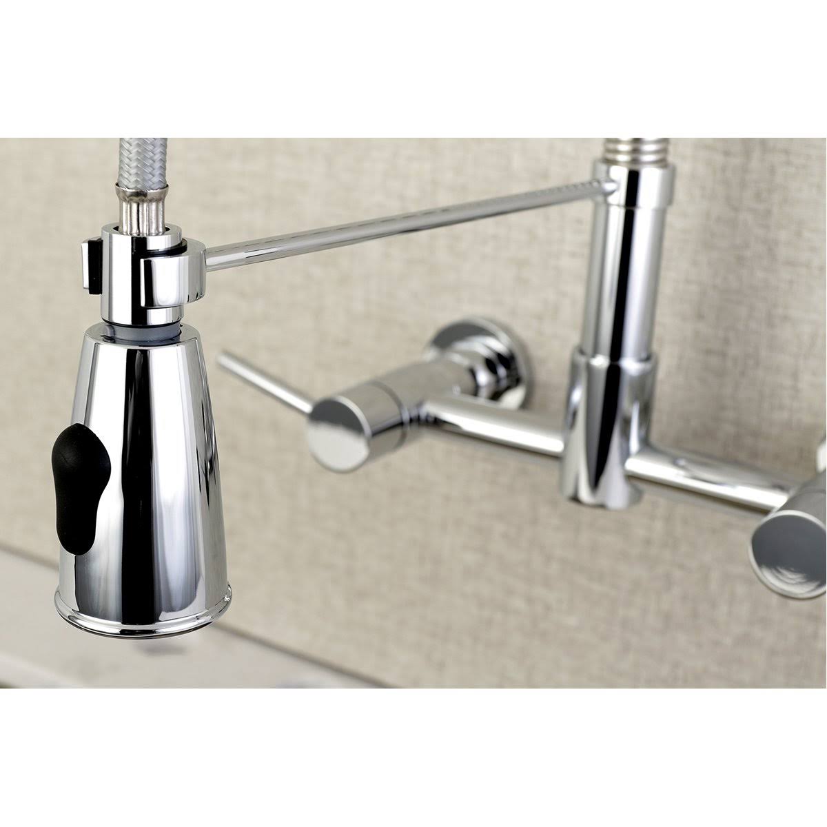 Kingston Brass GS8285DL Concord 2-Handle Wall Mount Pull-Down Kitchen Faucet, Oil Rubbed Bronze