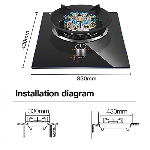 Burner Gas Cooker gas hob Built-in Gas Hob, Table Top Cooking, Portable Lightweight Gas Stove Single Burner， Easy To Use/Compact And Practical Design [Energy Class A]