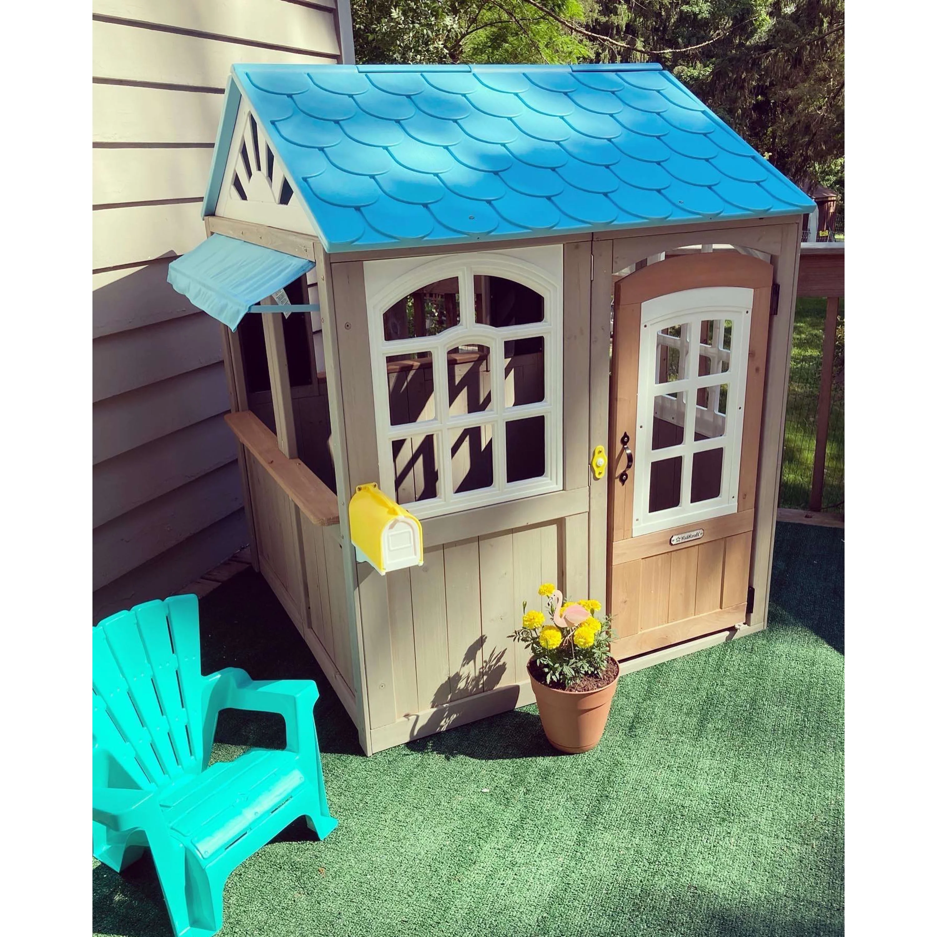 KidKraft Garden View Outdoor Wooden Playhouse with Ringing Doorbell