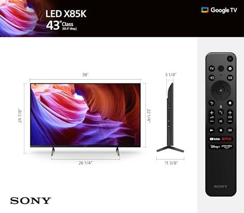 Sony 65 Inch 4K Ultra HD TV X85K Series: LED Smart Google TV with Dolby Vision HDR and Native 120HZ Refresh Rate KD65X85K- Latest Model, Black