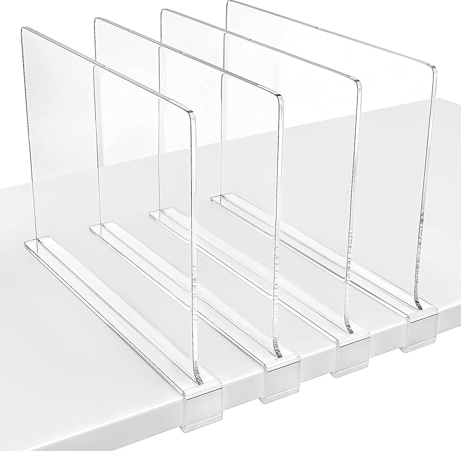 HBlife 6 Pack Shelf Dividers Closet Shelves for Wood Shelves Cabinets Bedroom Organization and Storage, Clear Acrylic Pack of 2